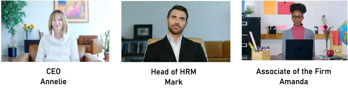 Figure 4.4 Screenshots of AI-driven Avatars for the SBE case Foundations of Strategic Management.