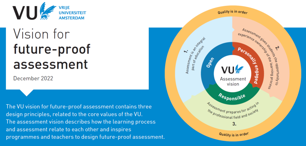 Vision for future-proof assessment, December 2022: three design principles around the core values Open, Personal and Responsible.